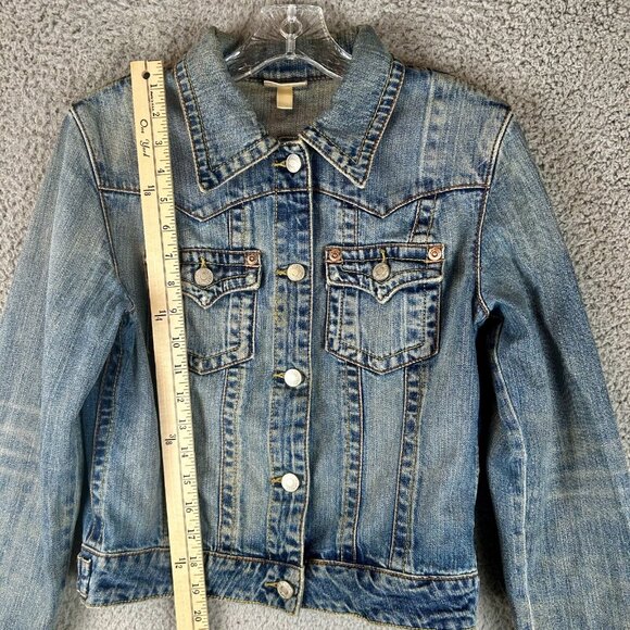 Vintage Y2K JLO Jennifer Lopez Denim Jean Jacket Embroidered Size Medium - Picture 3 of 5